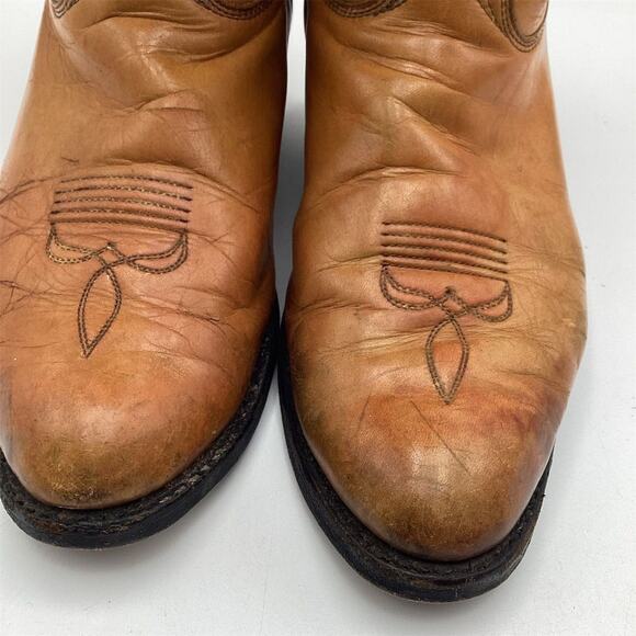 Vintage 1977 Stewart Boot Co. Western Cowboy Boots Brown Leather 9.5 D - Picture 7 of 12